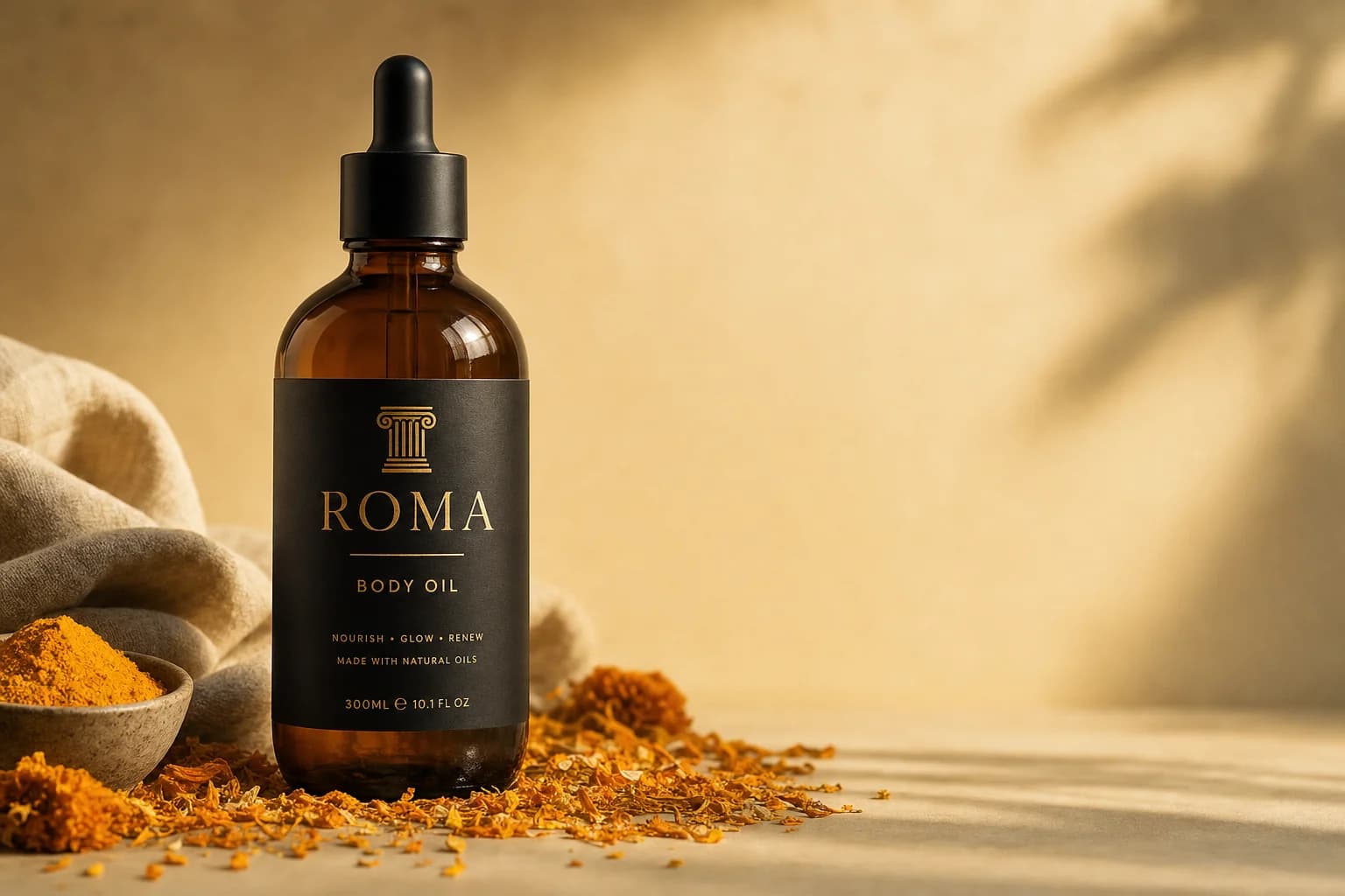 Roma Glow Booster Body Oil with turmeric and marigold